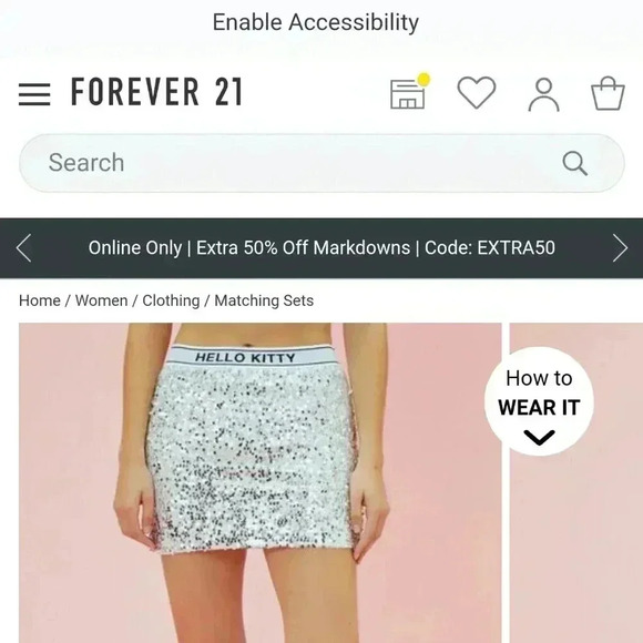 Hello Kitty sequin skirt 1X - Picture 7 of 9